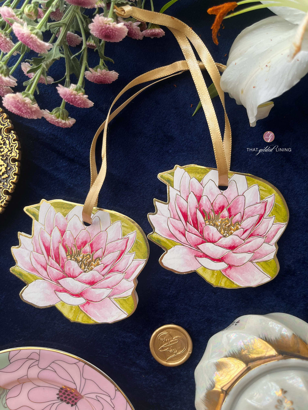 Folded Tags- Gilded Lotus- Pack of 10 [NON-CUSTOMISED]