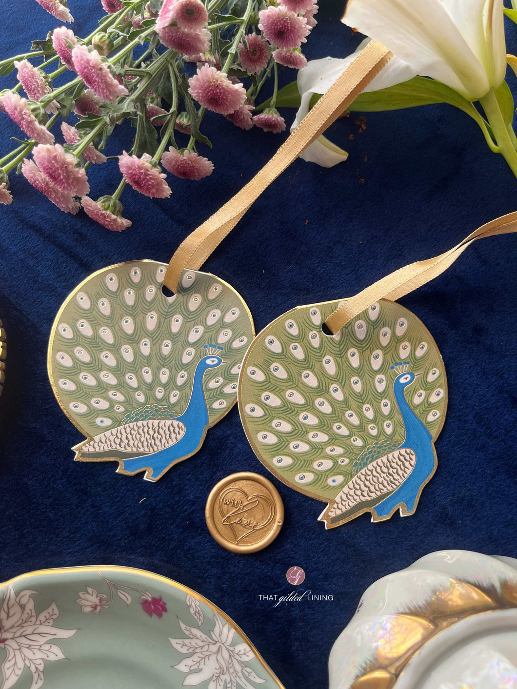 Folded Tags- Udaipur - Gilded Peacock- Pack of 20, 50 & 100 [CUSTOMISED]