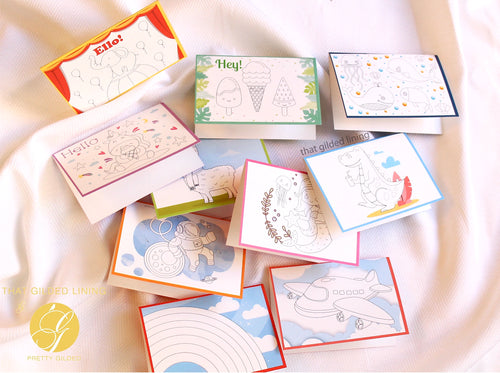 Kids' Colour-Me-In Notecards - That Gilded Lining by Pretty Gilded